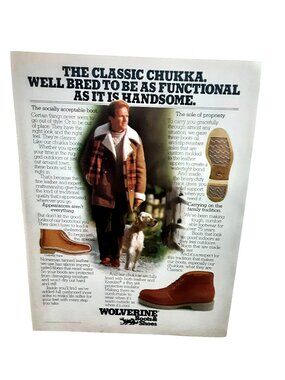 1983 Wolverine Boots Ad Chukka Shoes Vintage Print Classic